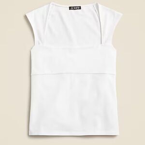 J. Crew Square Neck Cap Sleeve Stretch Top in White Size Large